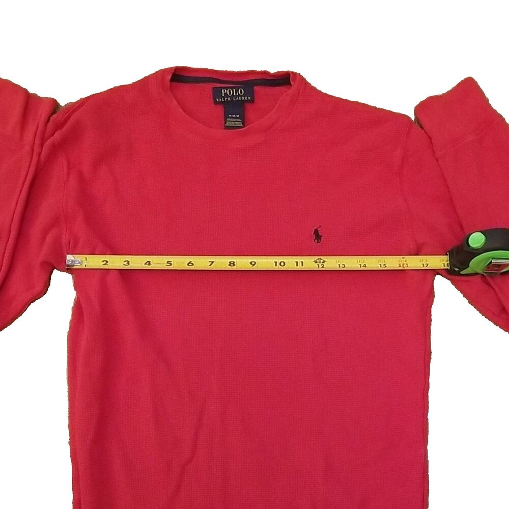 Polo Ralph Lauren Shirt Mens M Red Long Sleeve Crew Neck Classic Fit Cotton Pony - Picture 4 of 6